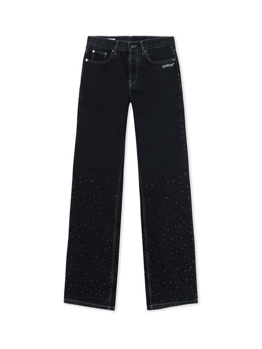 OFF WHITE OW X Swarovski Denim Susy Pants Black-White 2YA069S26DEN004
