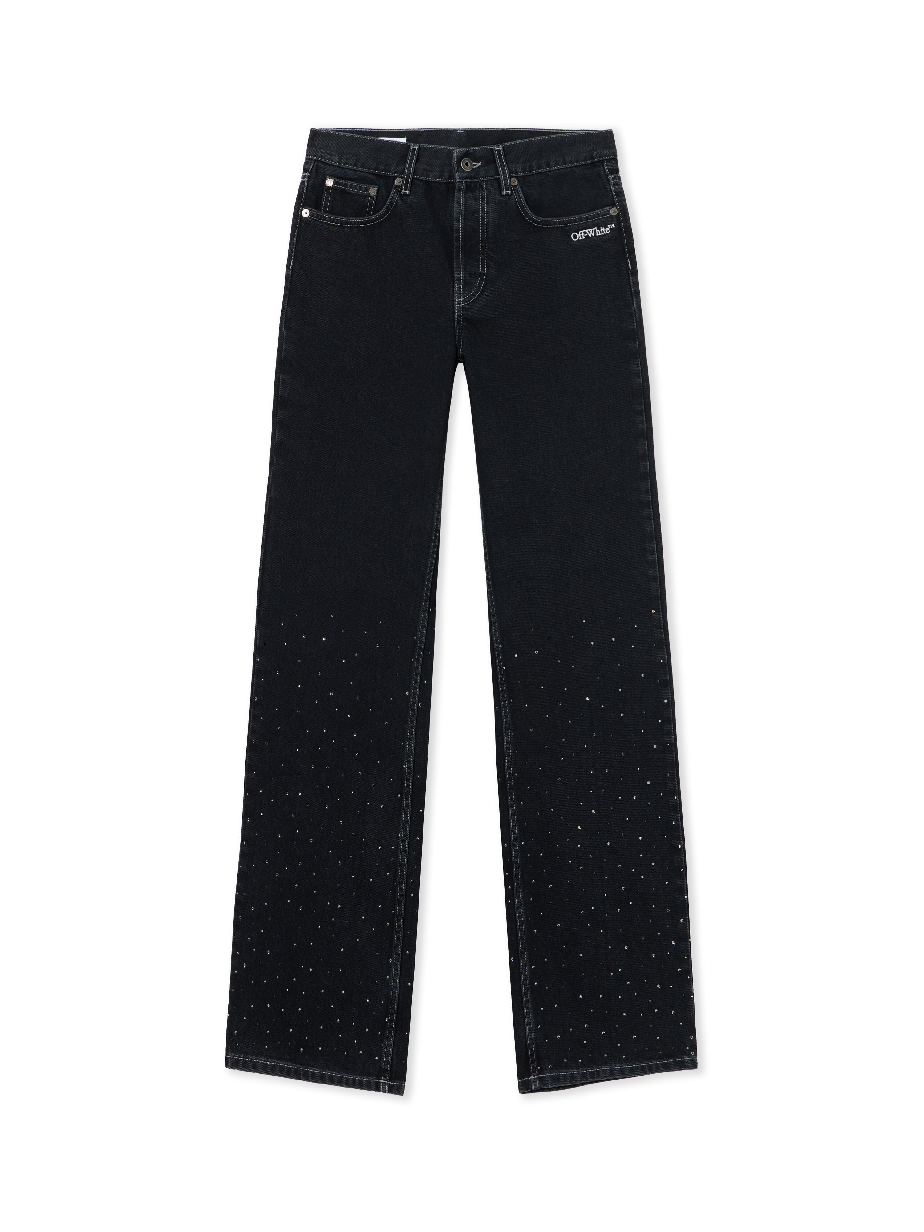 OFF WHITE OW X Swarovski Denim Susy Pants Black-White 2YA069S26DEN004
