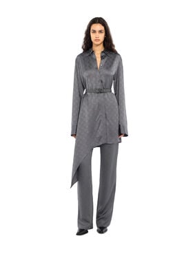 Monogram Jacquard Asymmetric Shirt Dress OFF WHITE Monogram Jacquard Asymmetric Shirt Dress Rosin Rosin 2FU00339T