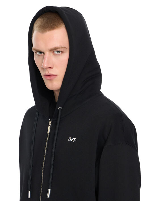 OFF WHITE Graphic Full Zip Hoodie BLACK 44OWOS26K053