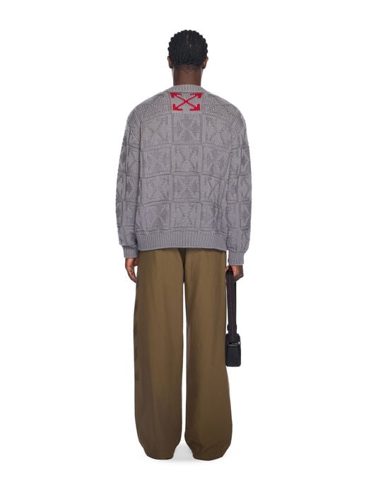 3D Stitch Arrow Knit Sweater OFF WHITE 3D Stitch Arrow Knit Sweater GREY - CHILI PEPPER OMHE20PF25KNI001