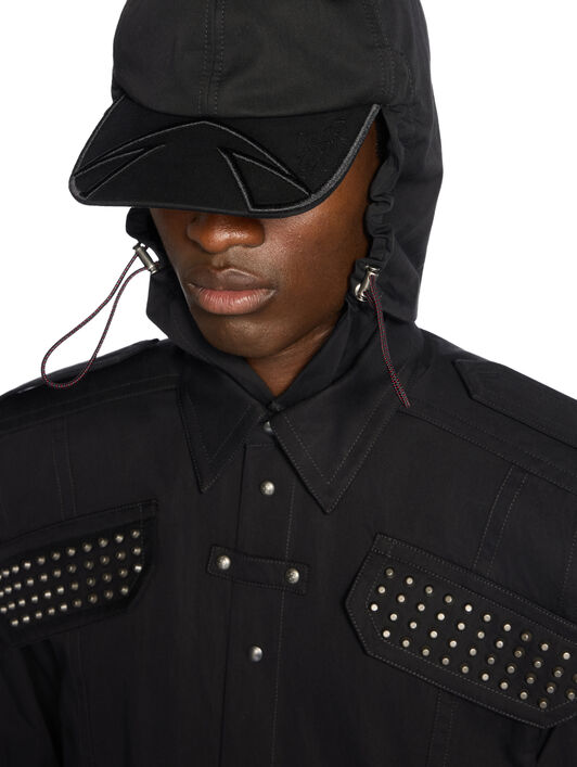 OFF WHITE Studs Arr Cotgab Hood Visor Shirt  BLACK - NO COLOR OMGE04TW25FAB002