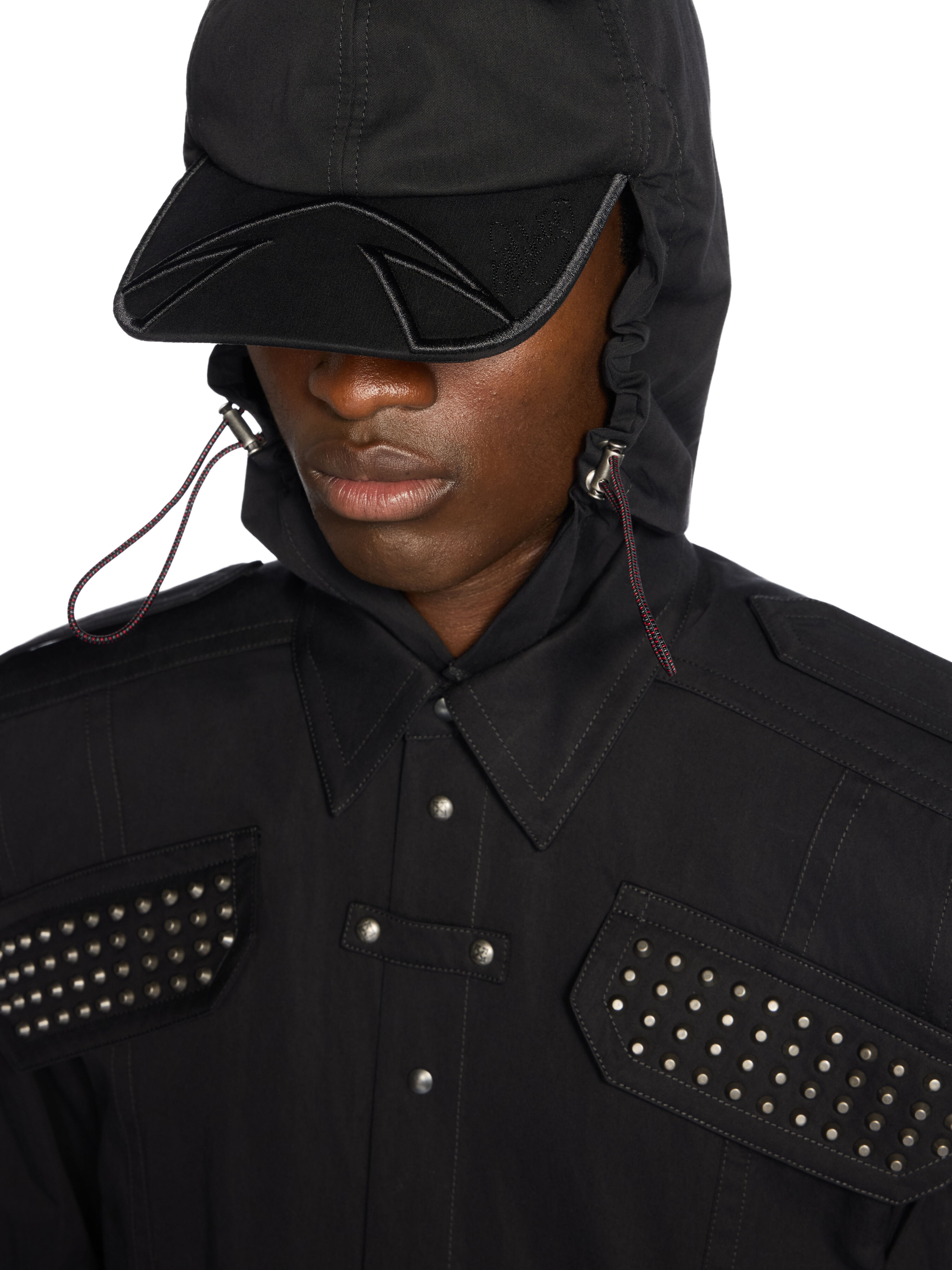OFF WHITE Studs Arr Cotgab Hood Visor Shirt  BLACK - NO COLOR OMGE04TW25FAB002