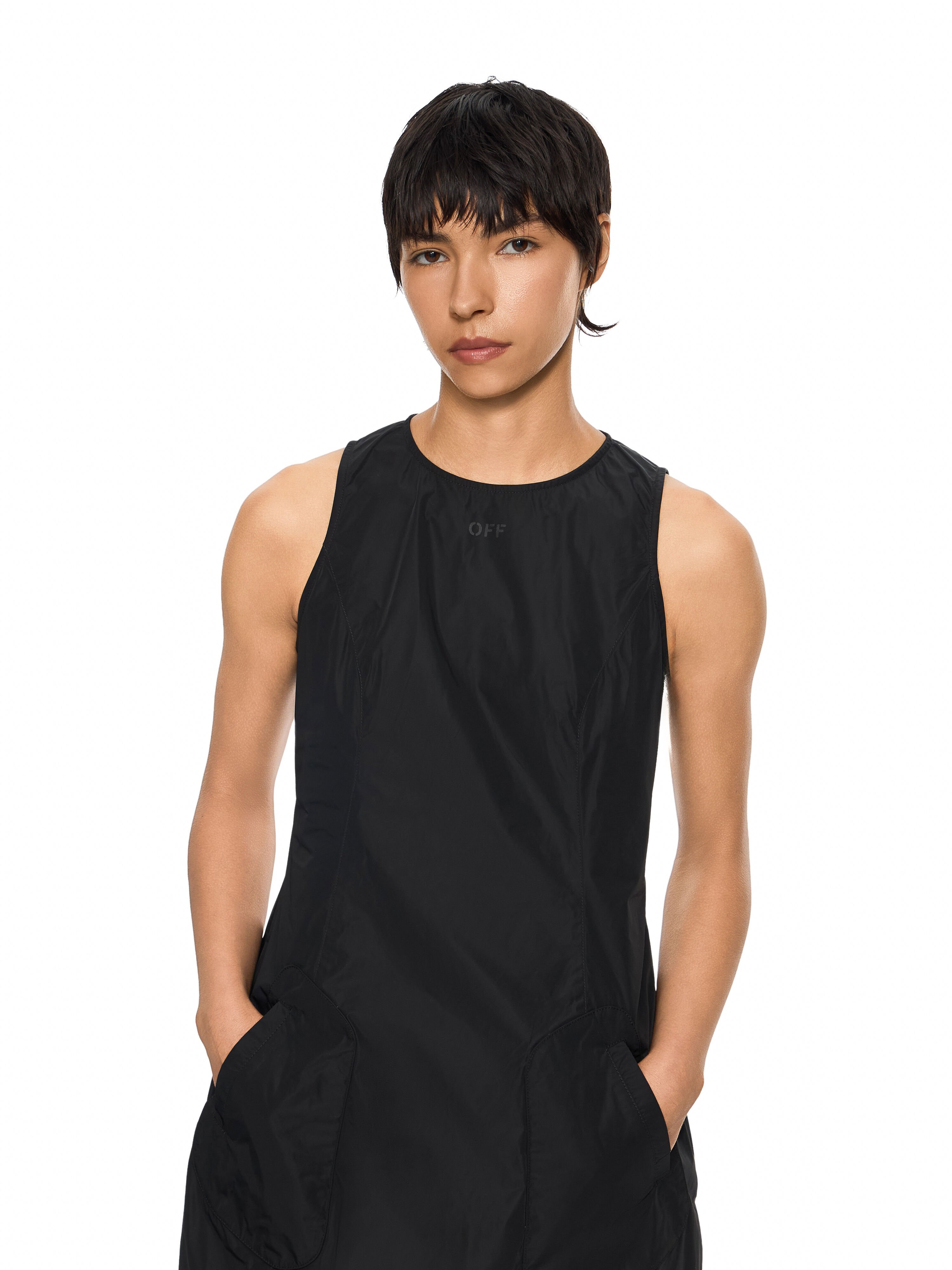 Tech Taffeta Pocket Mini Dress OFF WHITE Tech Taffeta Pocket Mini Dress Black-Black 2FU00352T