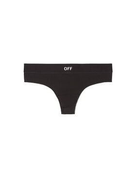 OFF WHITE Slip Brasiliana A Coste Con Logo Off Nero/Bianco  OWUC002S25JER001