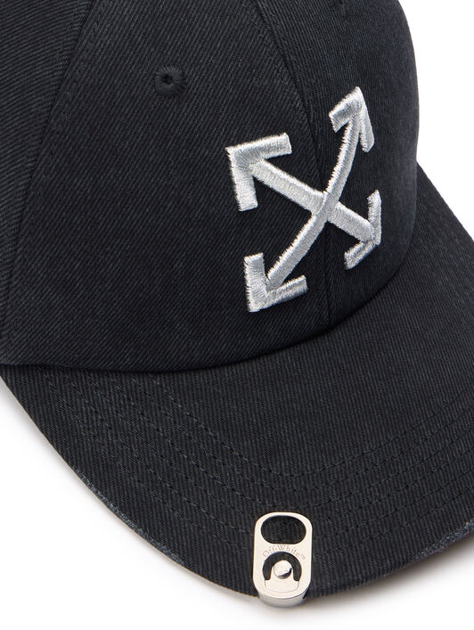 OFF WHITE Denim Washed Baseball Cap VINTAGE BLACK - SILVER OMLA04AF25DEN002