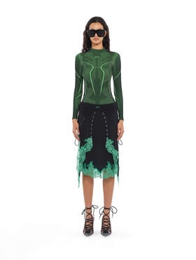 OFF WHITE Seamless Racing Bodysuit Black Kelly Green 2F800879T