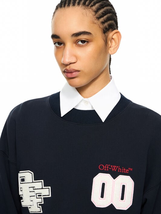 OFF WHITE Royal Patch Crop Crew Night Sky-Haute Red 2BA07ES26FLE001