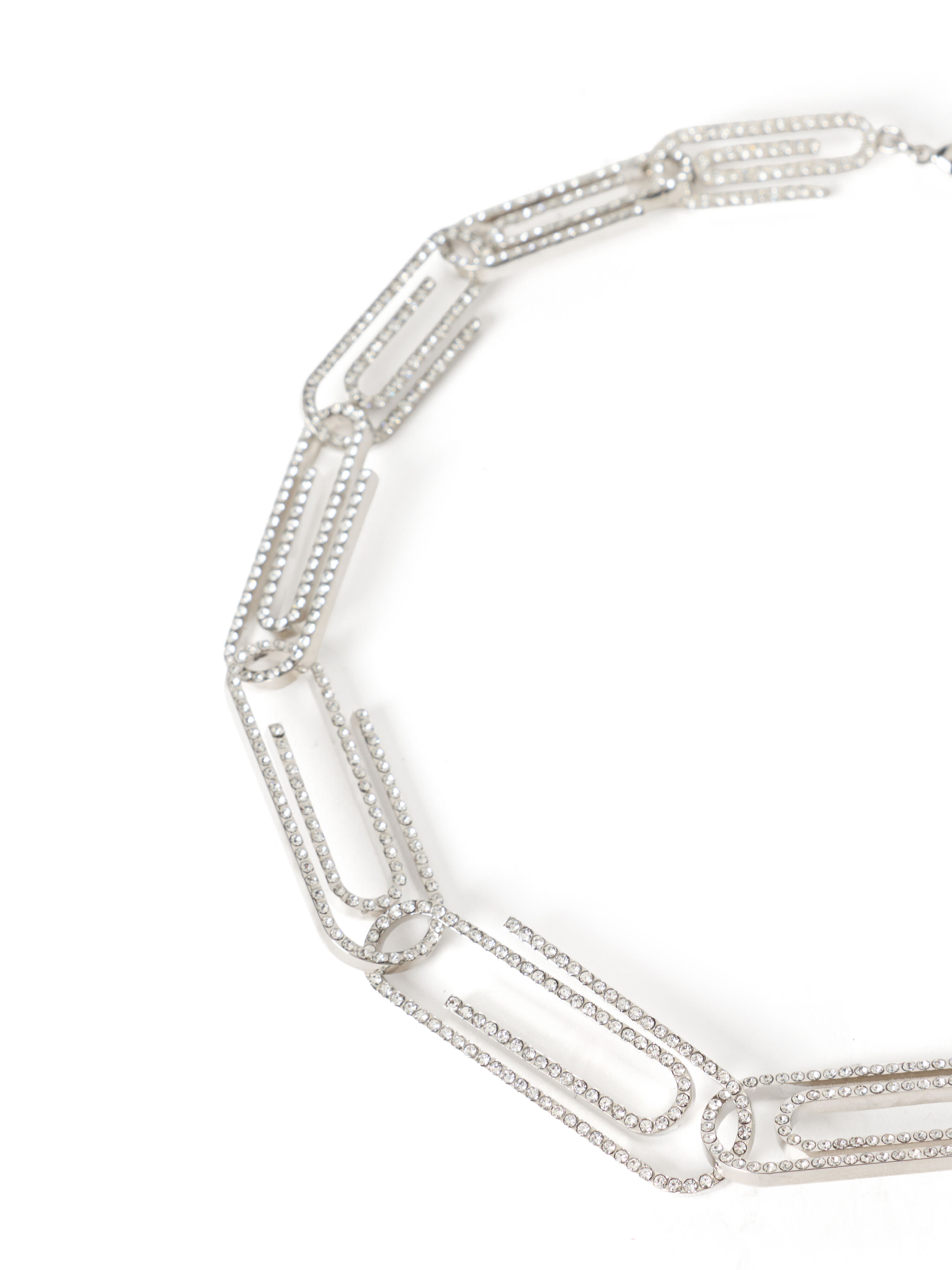 Paperclip Chain Strass Necklace OFF WHITE Paperclip Chain Strass Necklace SILVER - SILVER OWOB148S26MET001