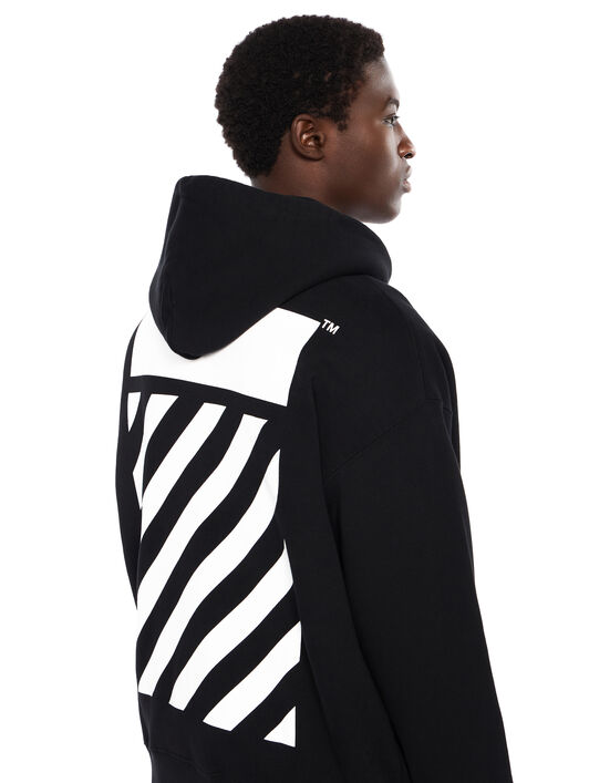 OFF WHITE Flannel Diagonal Skate Hoodie BLACK - WHITE OMBB085F25FLE00S