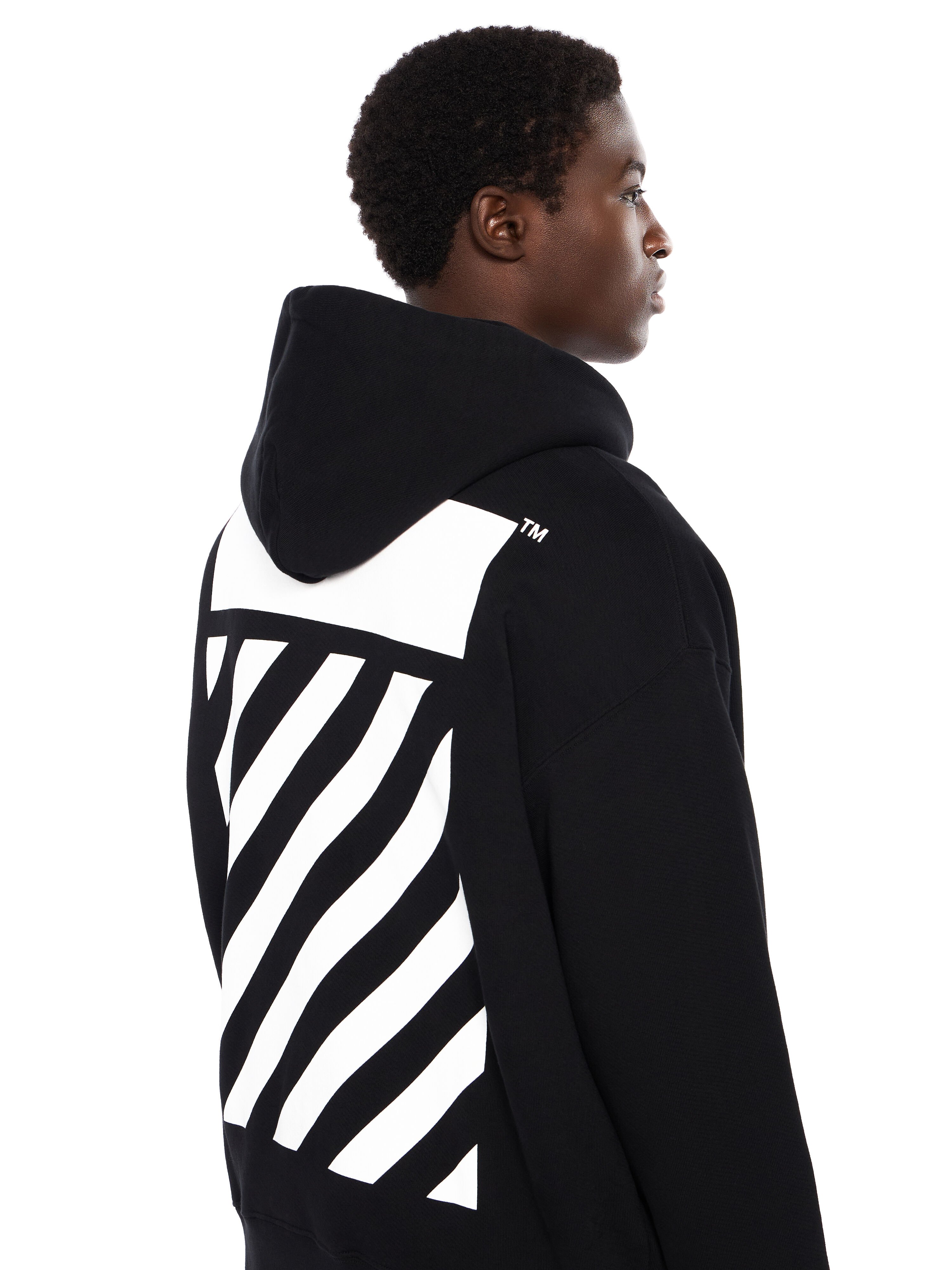 OFF WHITE Flannel Diagonal Skate Hoodie BLACK - WHITE OMBB085F25FLE00S