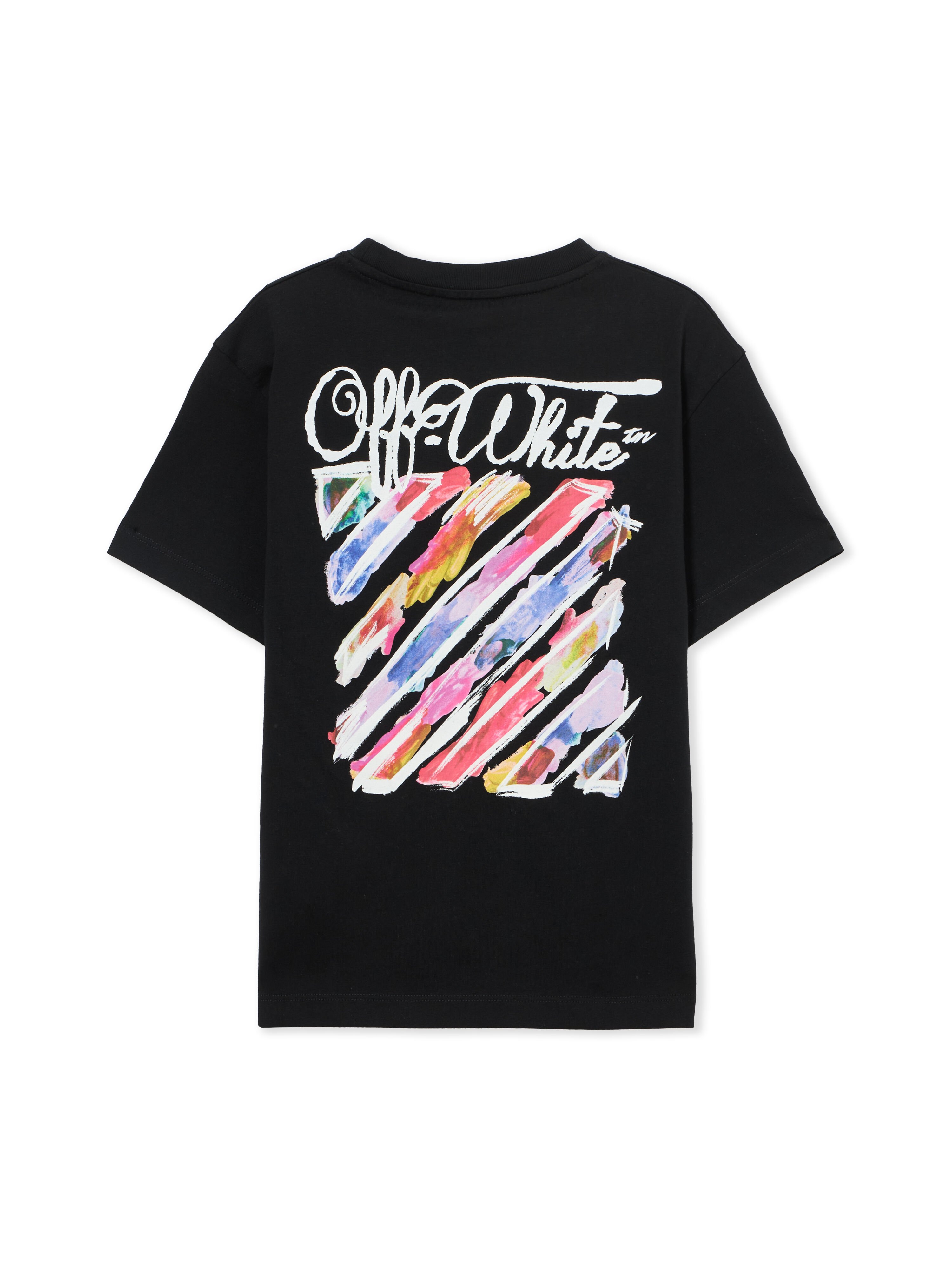 OFF WHITE Diag Watercolor Tee S/S BLACK 44GAA001S26J003