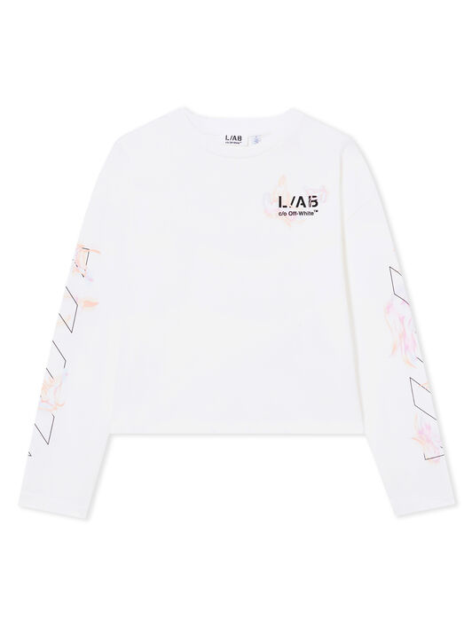 LAB L/AB Diagonal Long-Sleeved T-Shirt Bright White LABF2639B00107T