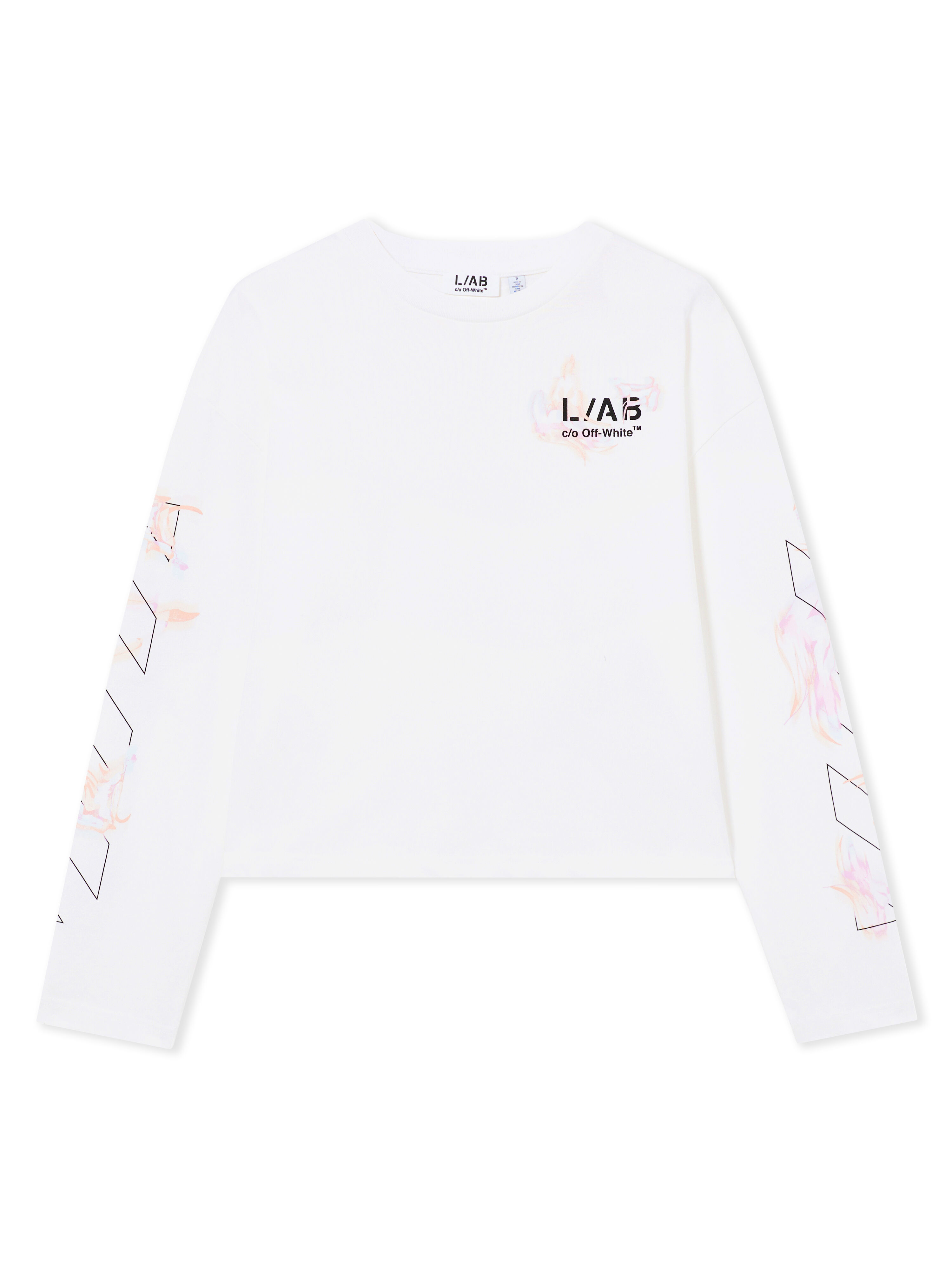LAB L/AB Diagonal Long-Sleeved T-Shirt Bright White LABF2639B00107T