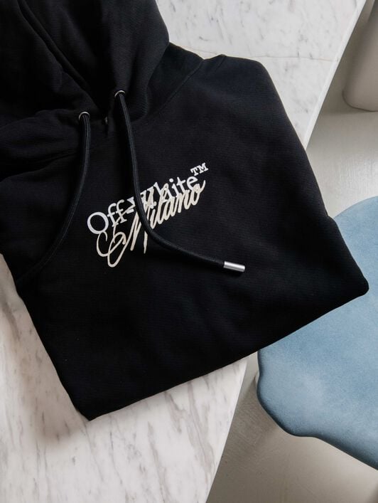 OFF WHITE Milano City Garments Skate Hoodie BLACK 44MBB085S26F01H