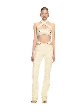 OFF WHITE Cream Camo Cross-Over Belt Pants  OWCA18RZ25FAB001