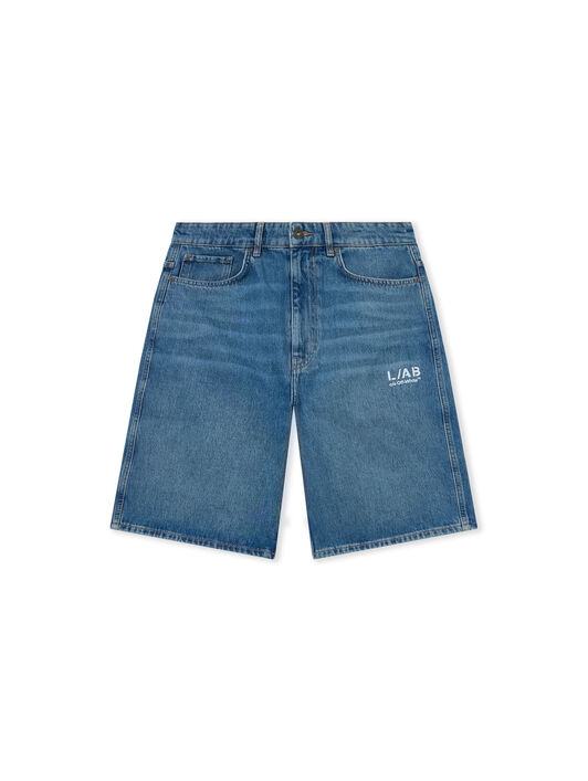 LAB L/AB Diagonal Denim Shorts STEEL INDIGO 44LABF26D118