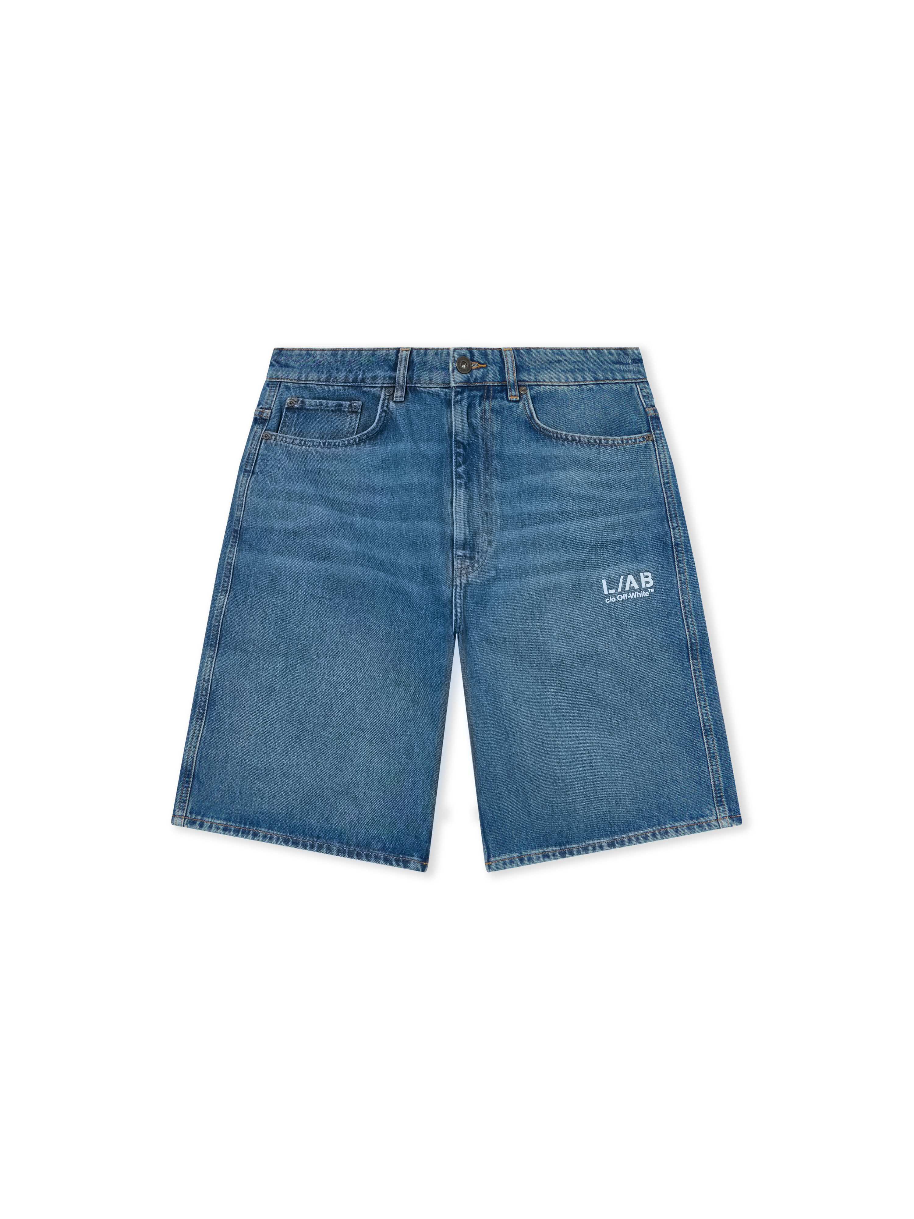 LAB L/AB Diagonal Denim Shorts STEEL INDIGO 44LABF26D118