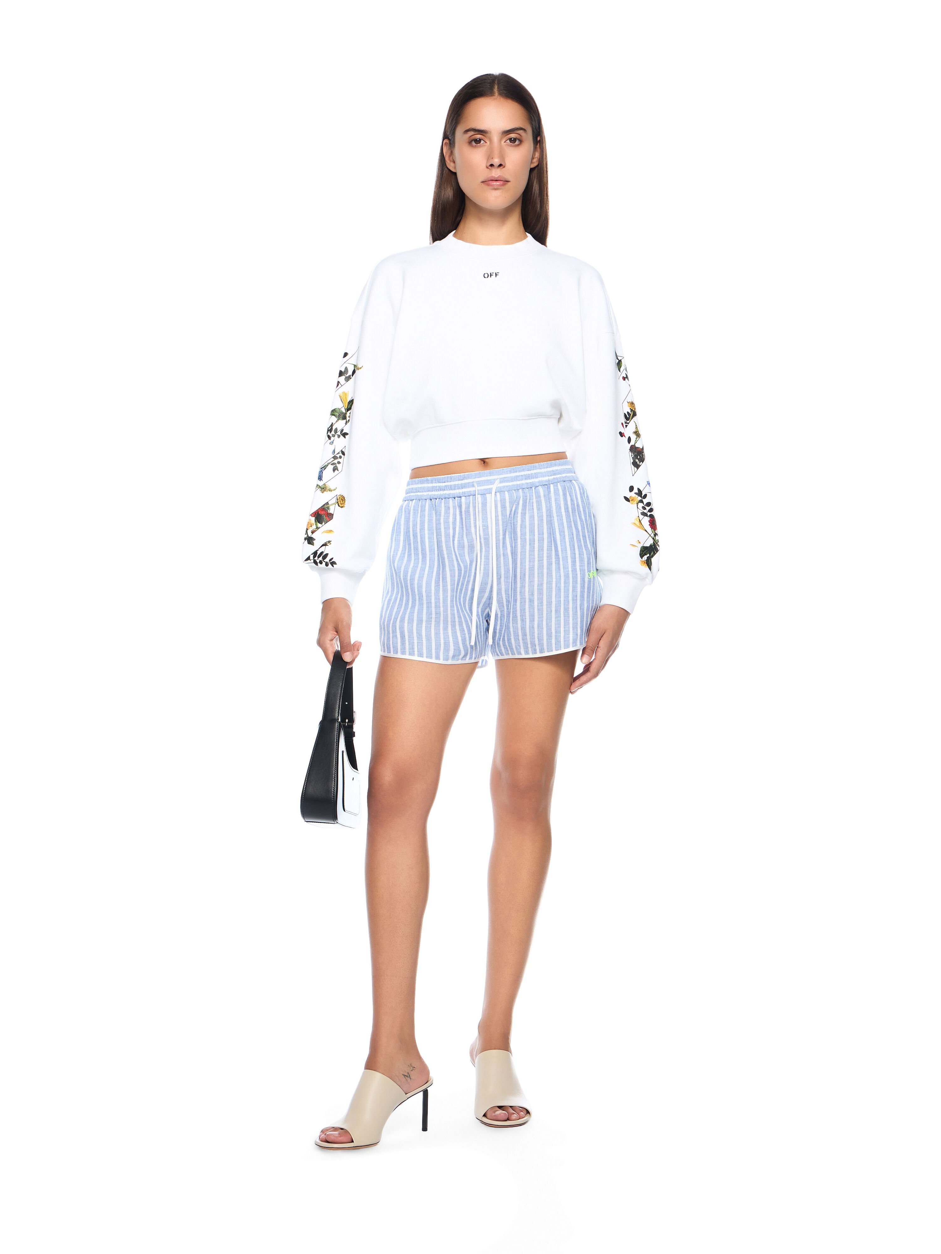 OFF WHITE Striped Drawstring Shorts LIGHT BLUE - WHITE OWCB05MT25FAB001