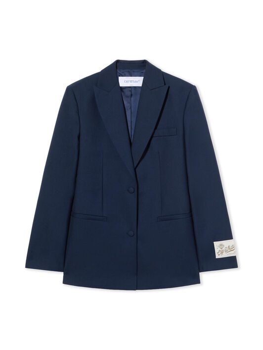 OFF WHITE Gabardine Label Tomboy Jacket BLUE IRIS-CREAM OWEF099F25FAB001