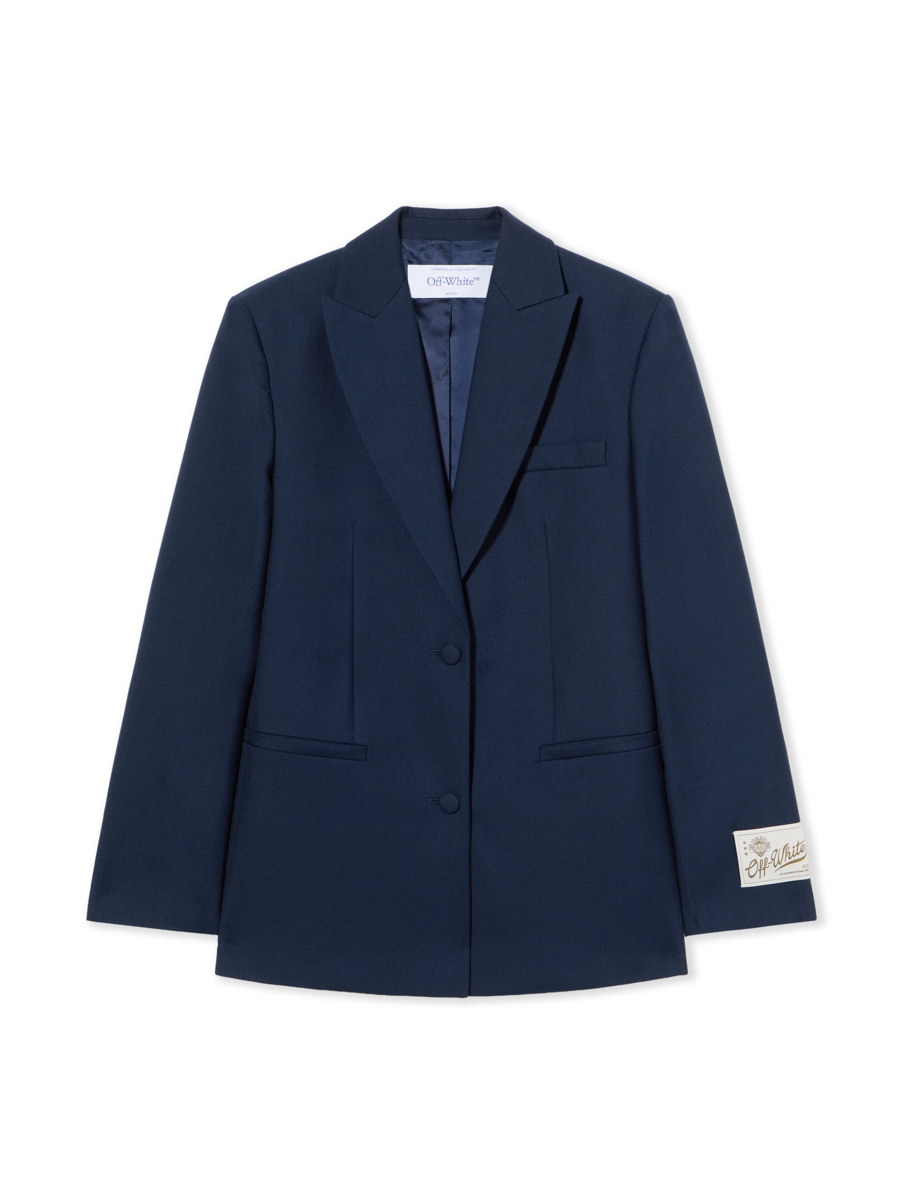 OFF WHITE Gabardine Label Tomboy Jacket BLUE IRIS-CREAM OWEF099F25FAB001