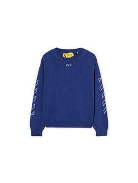 OFF WHITE Off Stamp Knit Crew Sweater BLUE - WHITE OBHE001F25KNI002