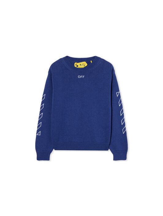 OFF WHITE Off Stamp Knit Crew Sweater BLUE - WHITE OBHE001F25KNI002