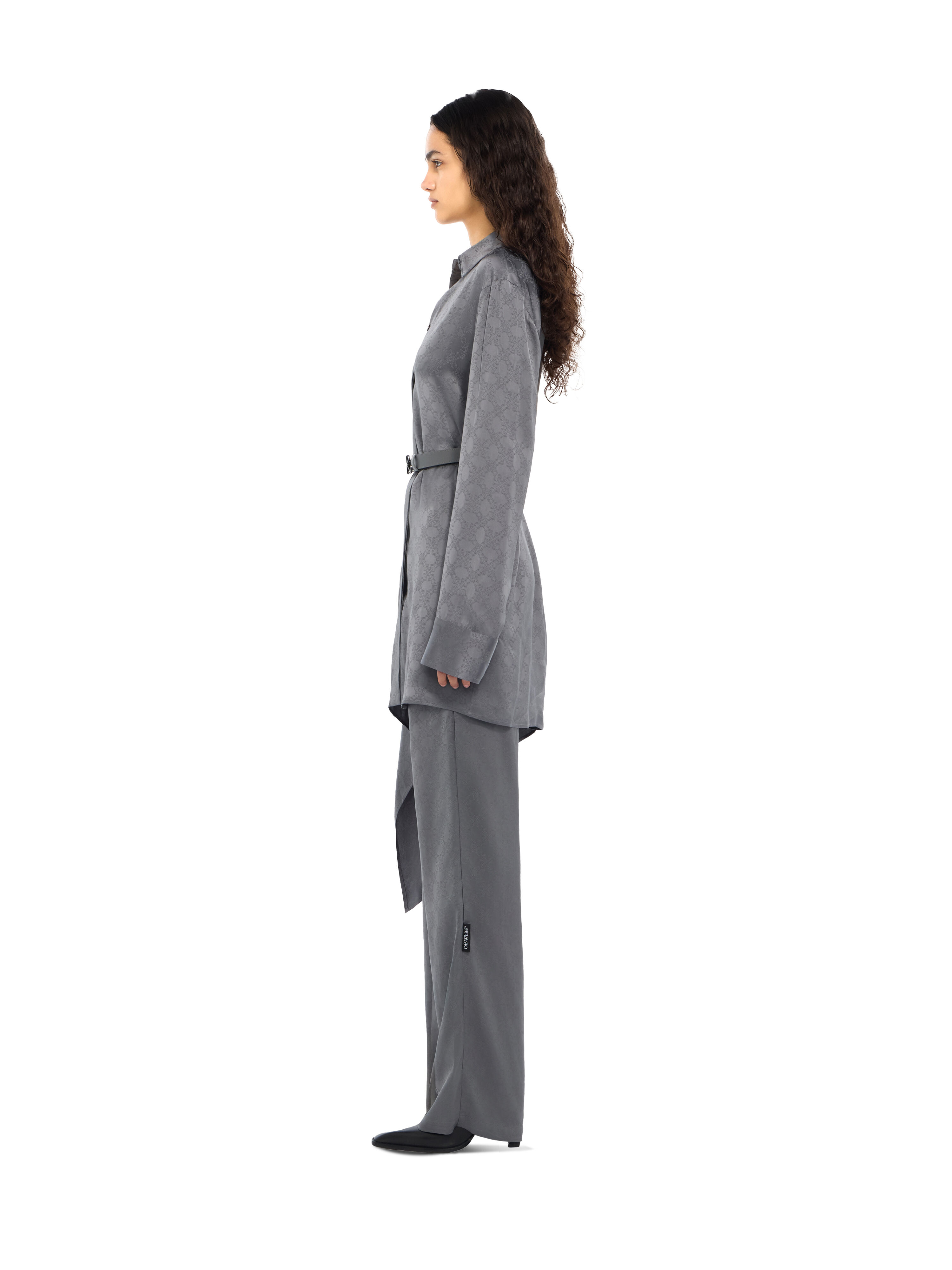 Monogram Jacquard Asymmetric Shirt Dress OFF WHITE Monogram Jacquard Asymmetric Shirt Dress Rosin Rosin 2FU00339T