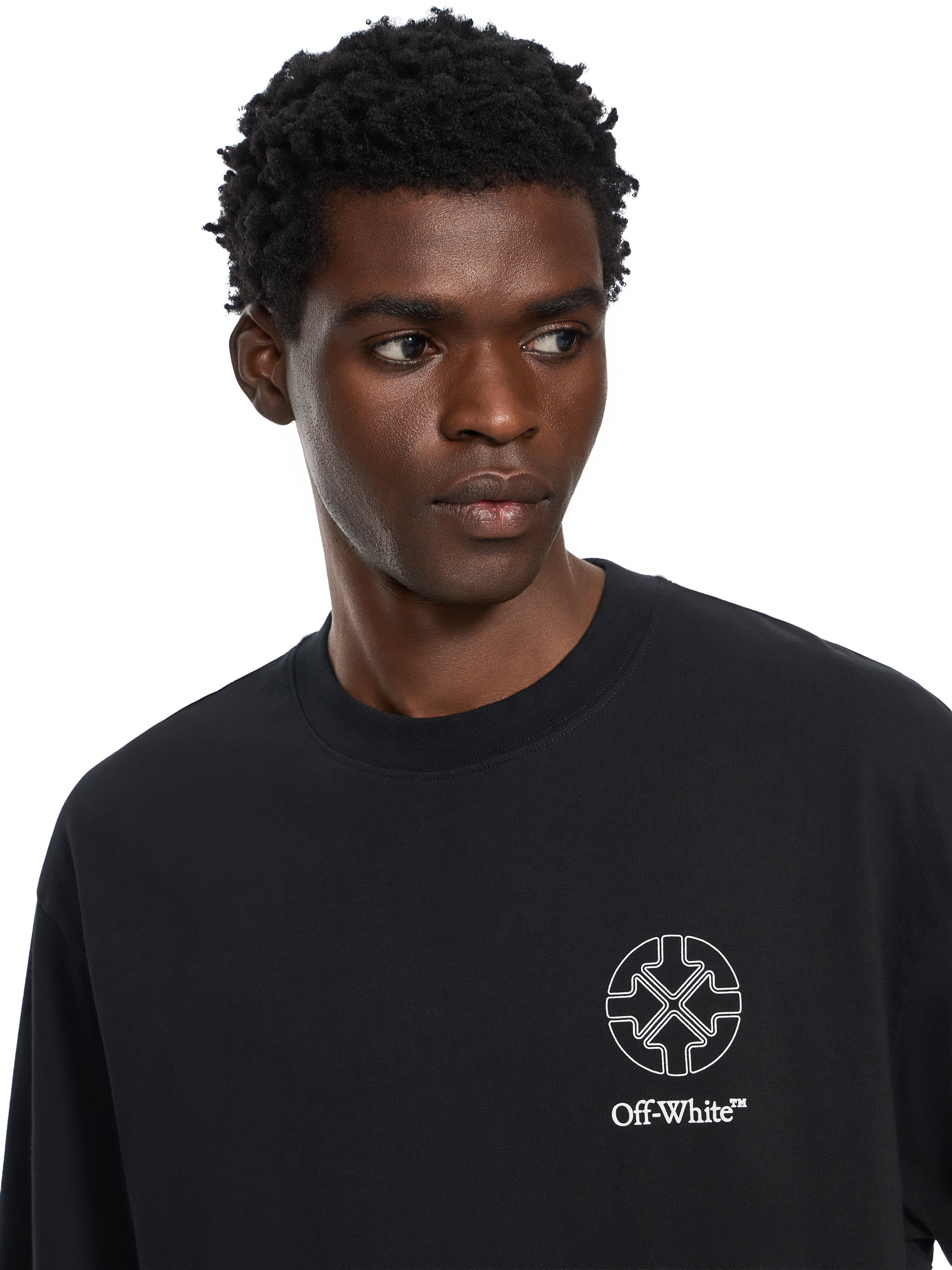 OFF WHITE Offline Half Arrow Skate Short Sleeve T-Shirt BLACK 44MAA120F26J01E