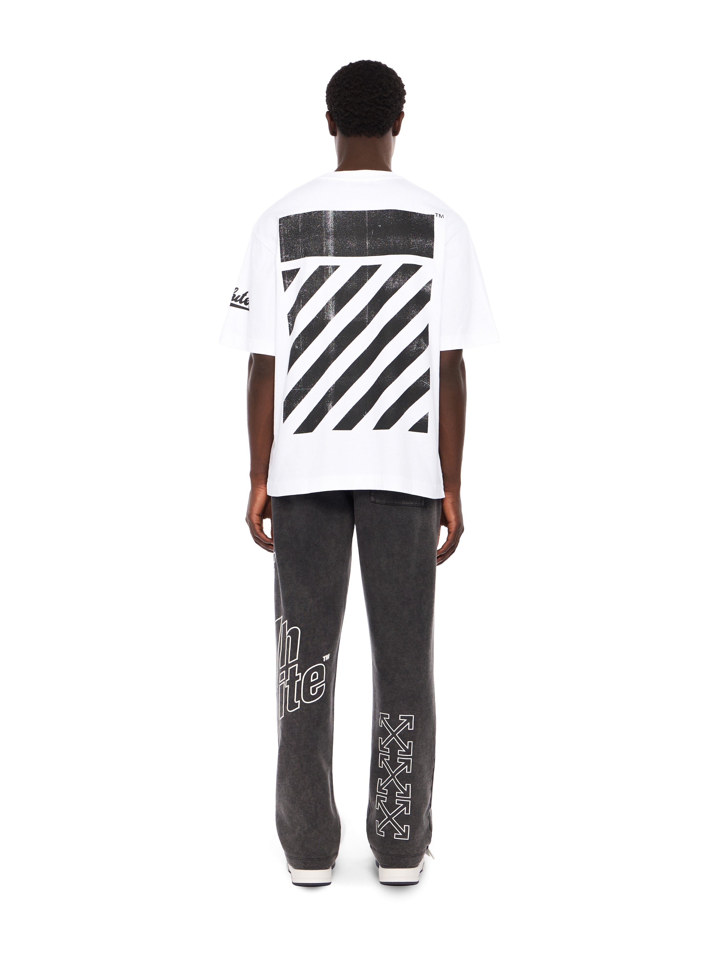 OFF WHITE Big Off Diagonal Skate Logo T-Shirt WHITE - BLACK OMAA120F25JER00L