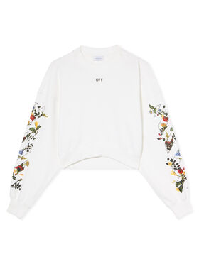 OFF WHITE Arrow Flowers Crop Crew Logo Sweatshirt WHITE - BLACK OWBA079F25FLE001
