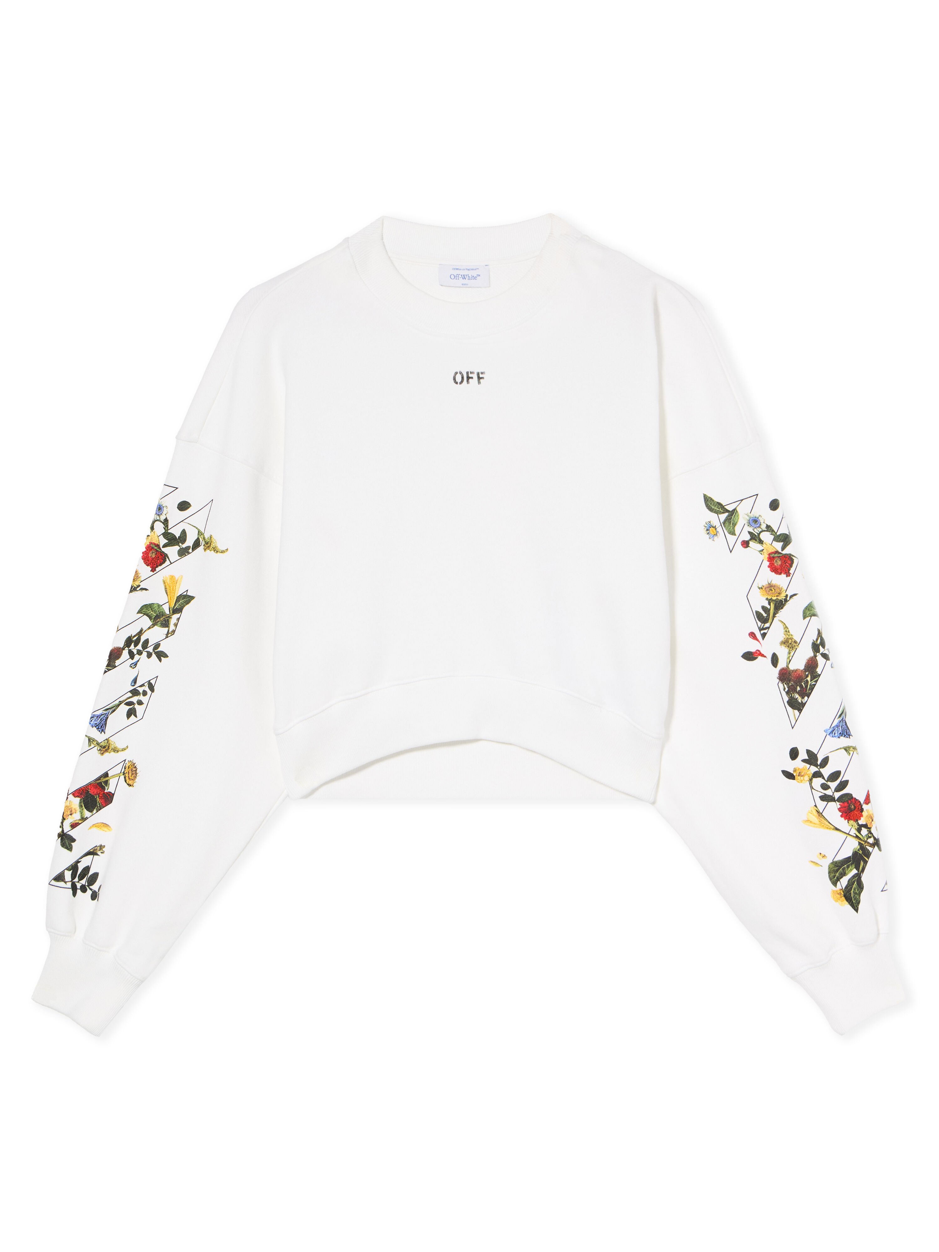 OFF WHITE Arrow Flowers Crop Crew Logo Sweatshirt WHITE - BLACK OWBA079F25FLE001