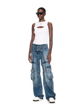 OFF WHITE White Off Stamp Ribbed Row Top BLUE OWYB018C99DEN001