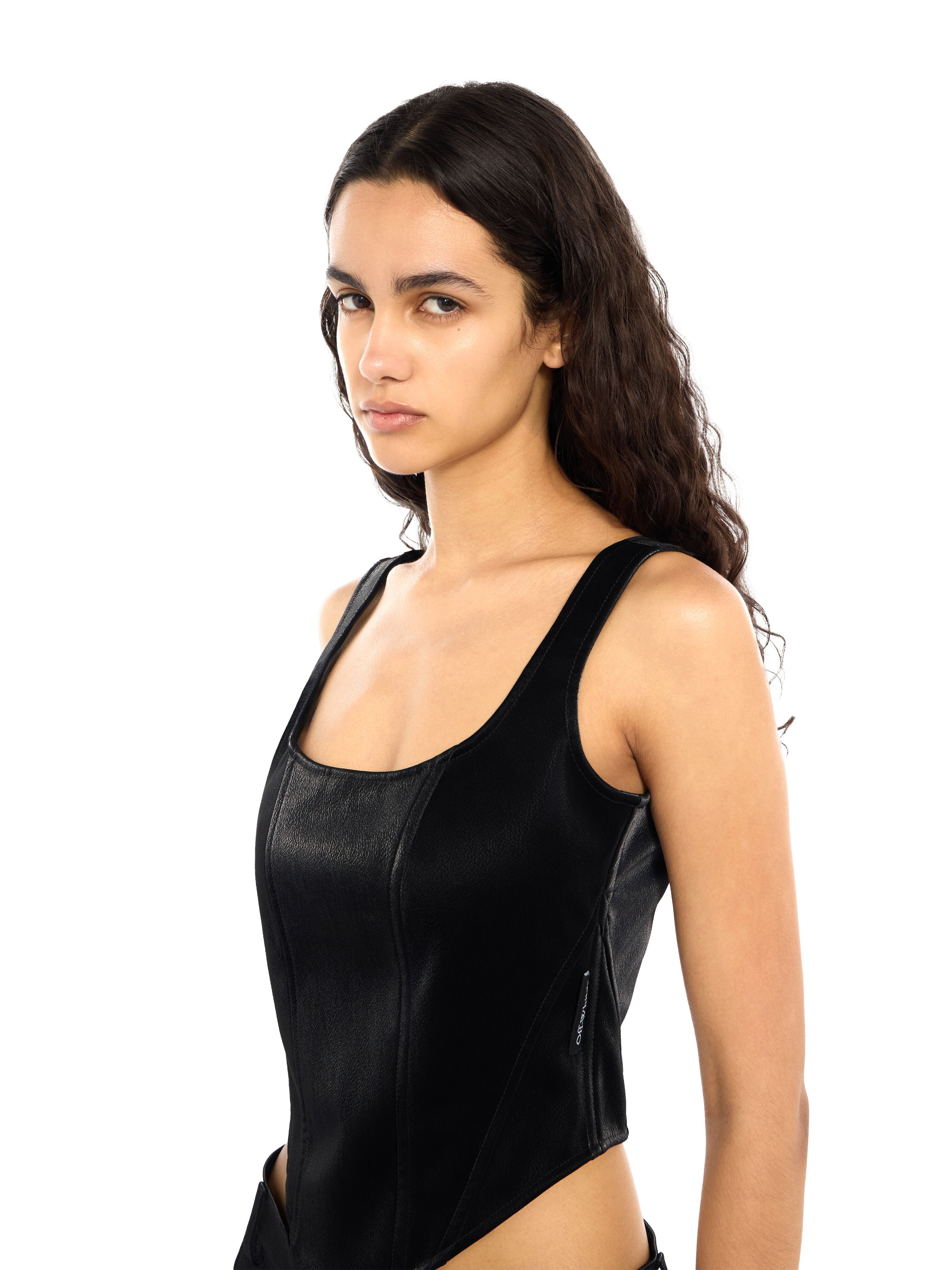 Velvet-Coated Corset Top OFF WHITE Velvet-Coated Corset Top Black-Black 2FA00396T