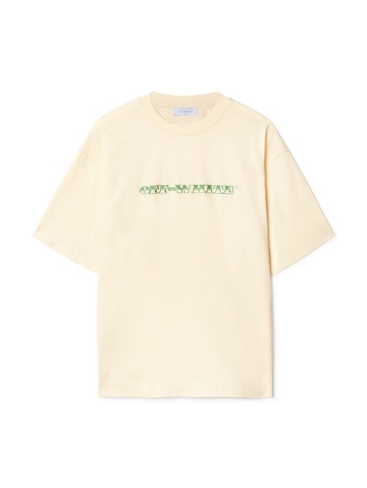 OFF WHITE Creme Geld-Pfeil T-Shirt NEUTRAL OMAA120S25JER00E