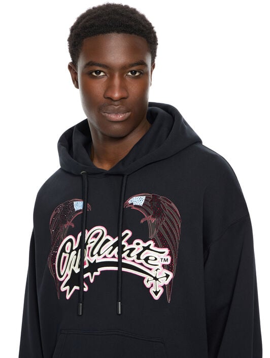 OFF WHITE Swarovski Double Eagle Skate Hoodie BLACK 44MBB085Z26F002