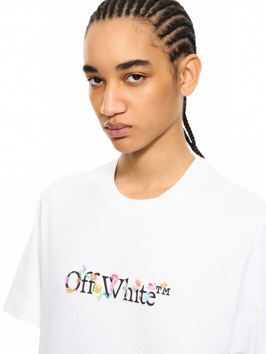 OFF WHITE Bookish Glowing Flower Crop T White-Black 2AA090S26JER001