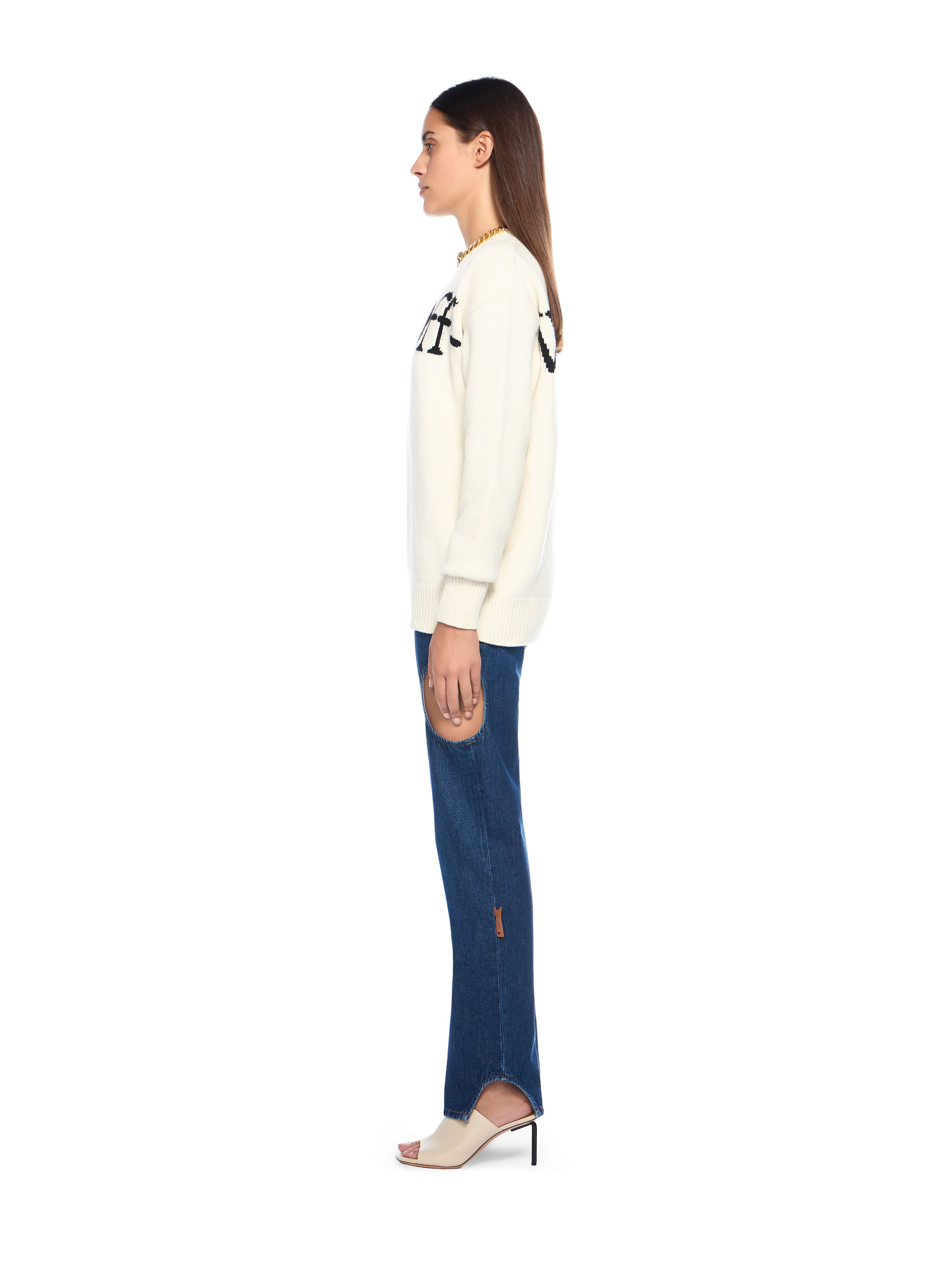 OFF WHITE Bookish Logo Knit Sweater WHITE - BLACK OWHE10OF25KNI002