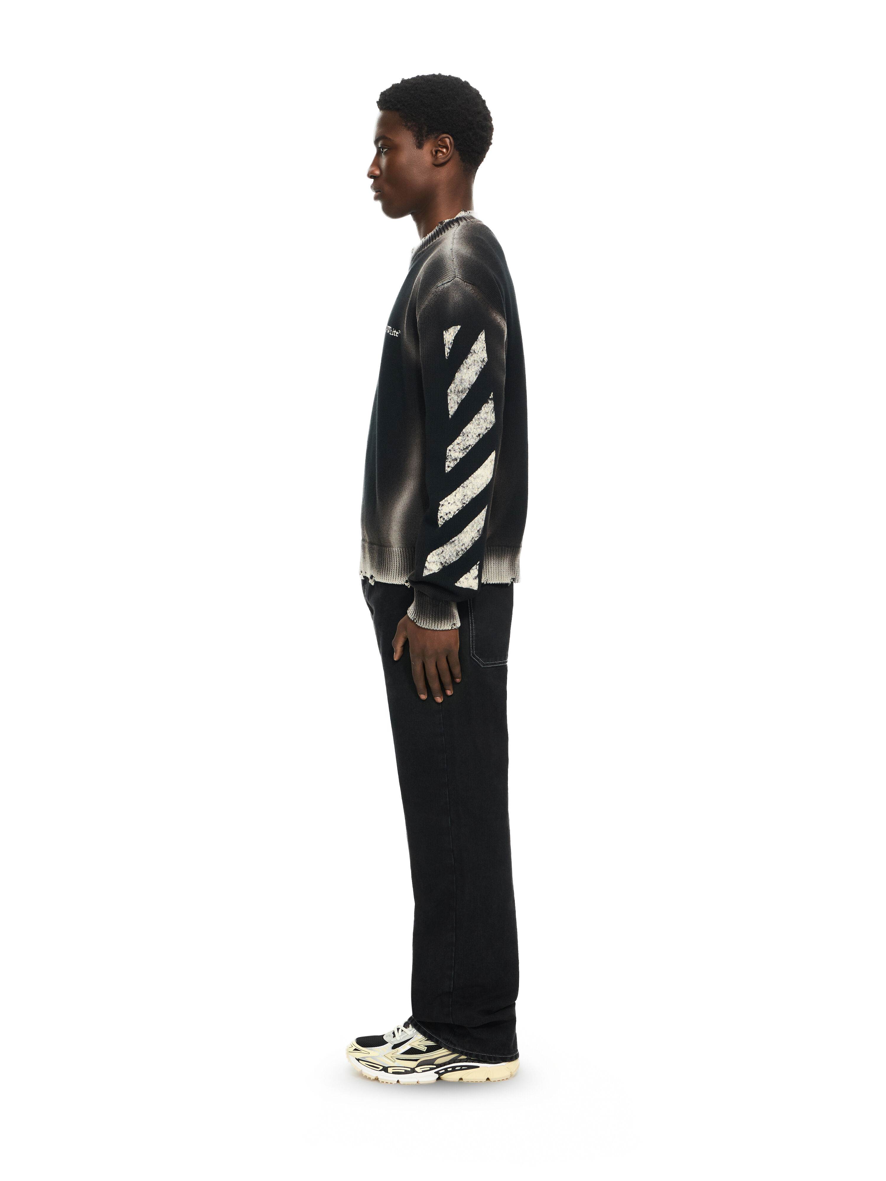 Diag Corrosion Crewneck Sweater in BLACK for Men | Off-White™