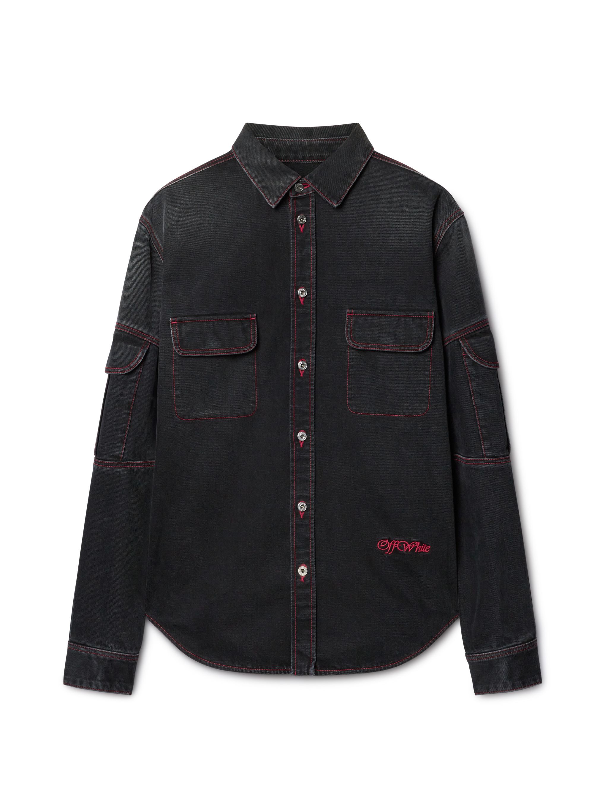 OFF WHITE SCRIPT SAMURAI JEANSHEMD SCHWARZ OMYD05CF24DEN001