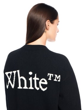 OFF WHITE Bookish Logo Knit Sweater BLACK - WHITE OWHE10OF25KNI002