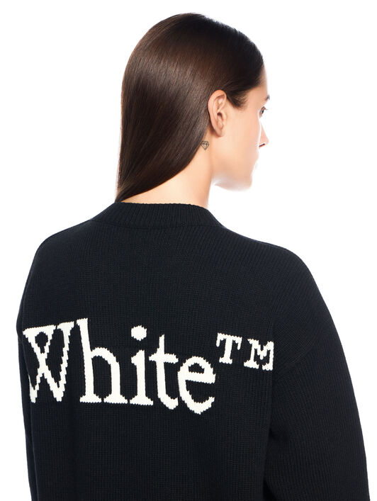 OFF WHITE Bookish Logo Knit Sweater BLACK - WHITE OWHE10OF25KNI002