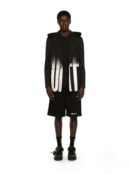 OFF WHITE Big Off Gradient Wool Hood Jacket BLACK - WHITE OMEN09LF25FAB001