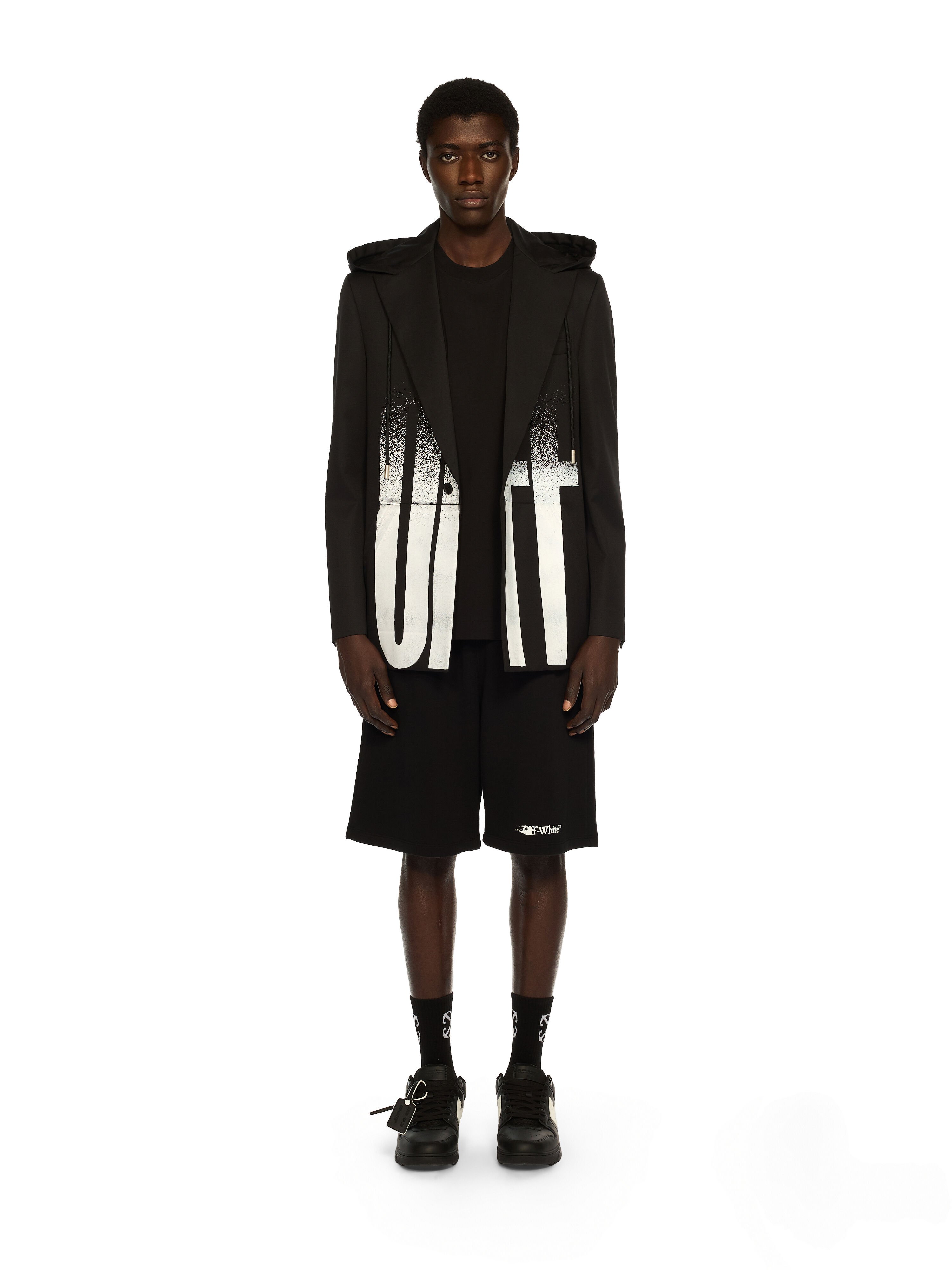 OFF WHITE Big Off Gradient Wool Hood Jacket BLACK - WHITE OMEN09LF25FAB001