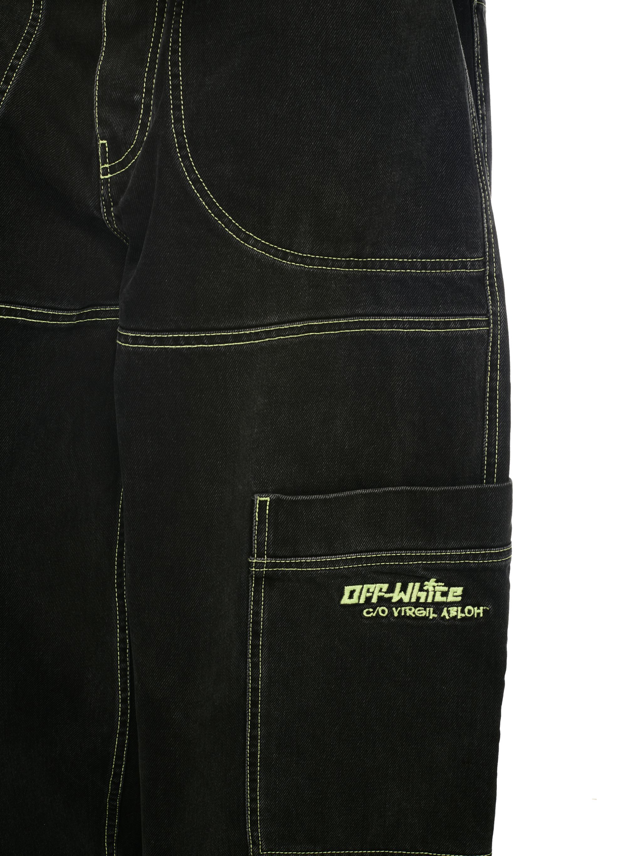 OFF WHITE Black Irregular Cargo Jeans BLACK OMYA18QS25DEN002