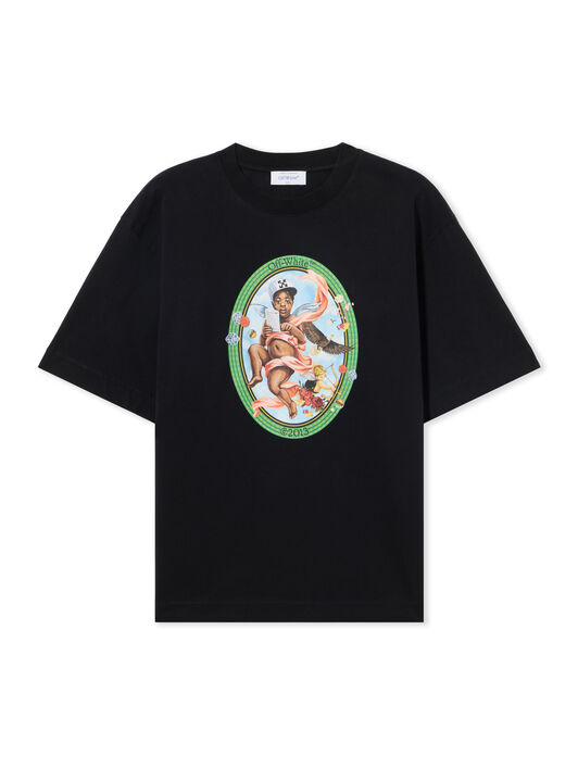 OFF WHITE Fresco Oval Skate  T-Shirt BLACK - WHITE OMAA120S25JER002