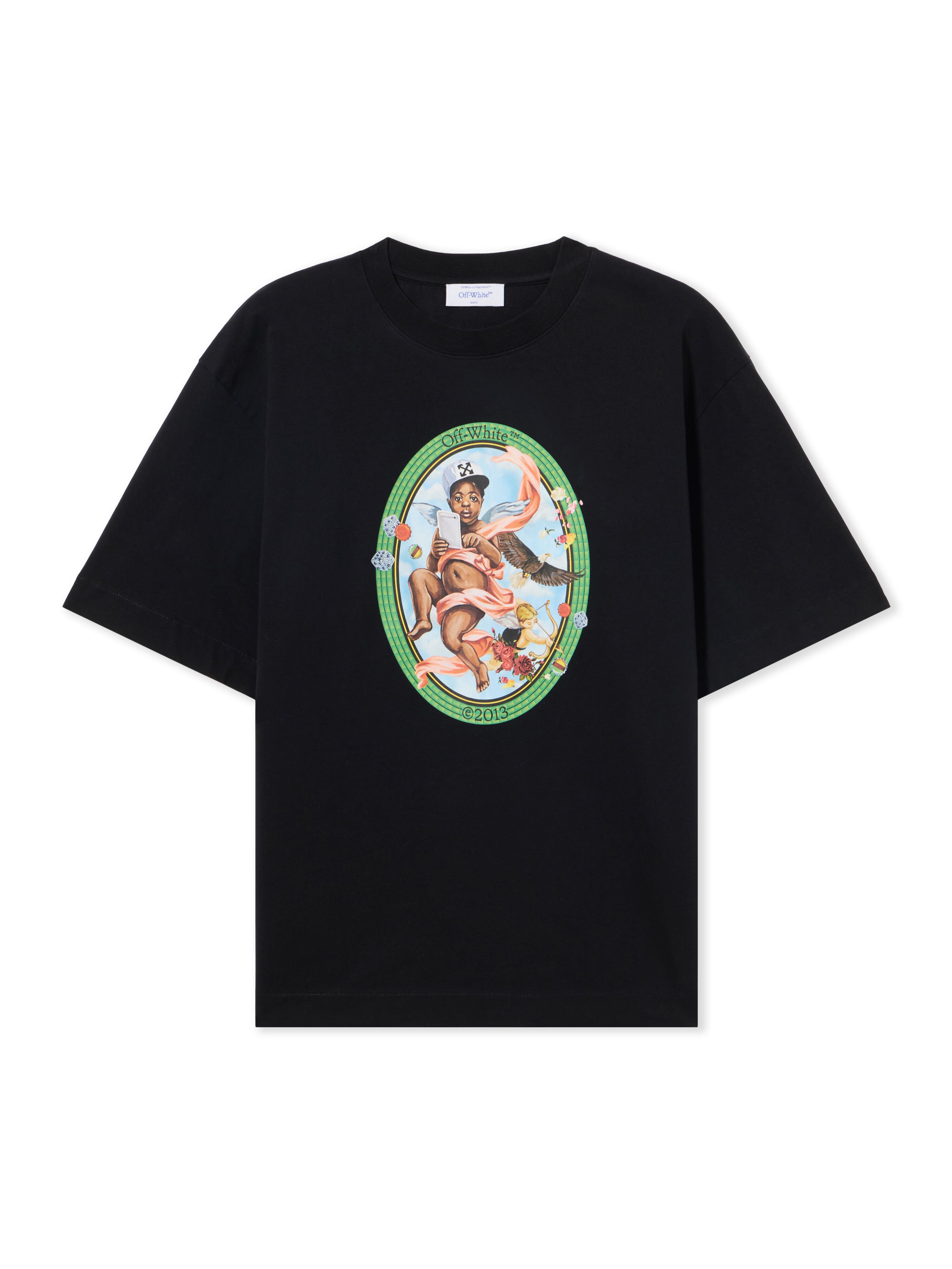 OFF WHITE Fresco Oval Skate  T-Shirt BLACK - WHITE OMAA120S25JER002