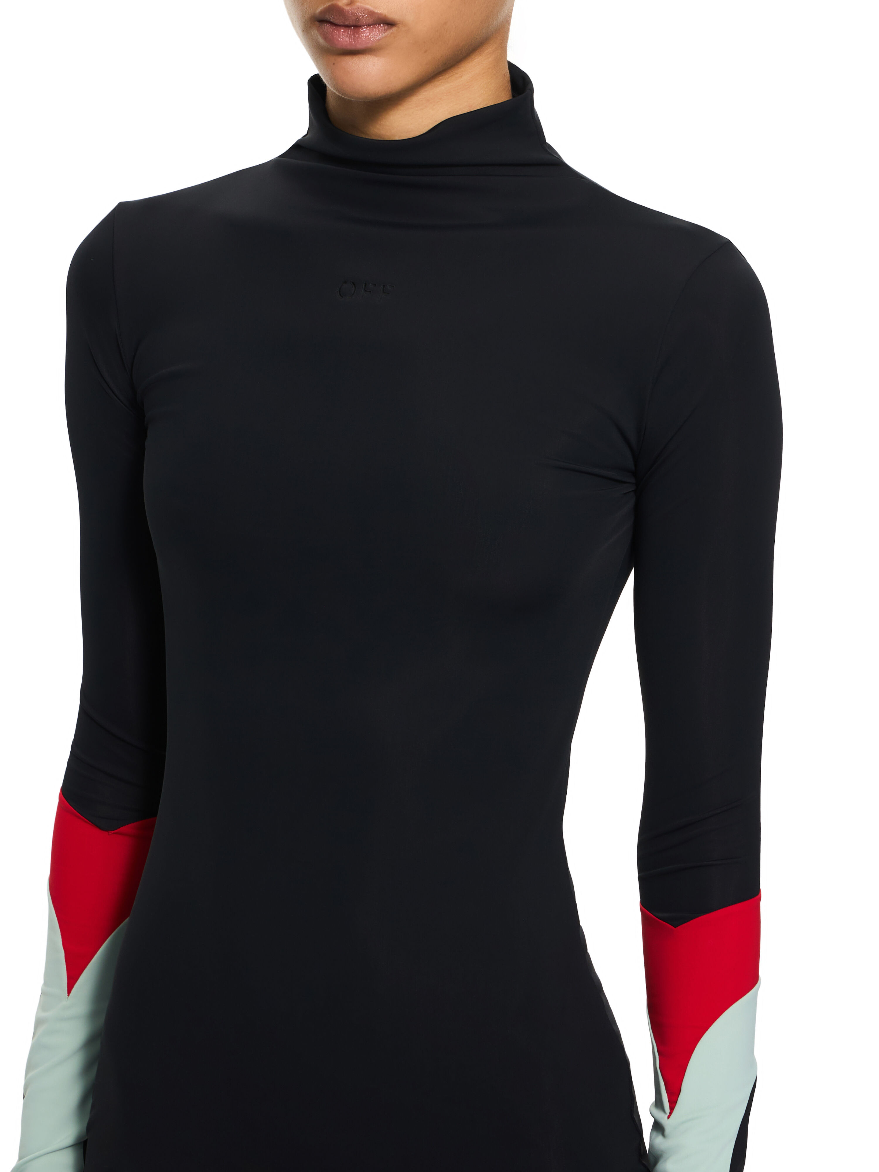 OFF WHITE Lycra Collar Insert Mini Dress Black-Black 2DB57DS26JER001