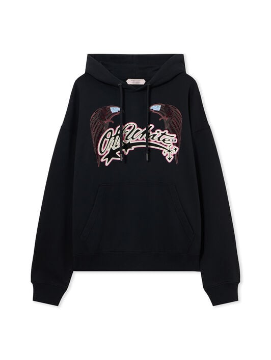 OFF WHITE Swarovski Double Eagle Skate Hoodie BLACK 44MBB085Z26F002