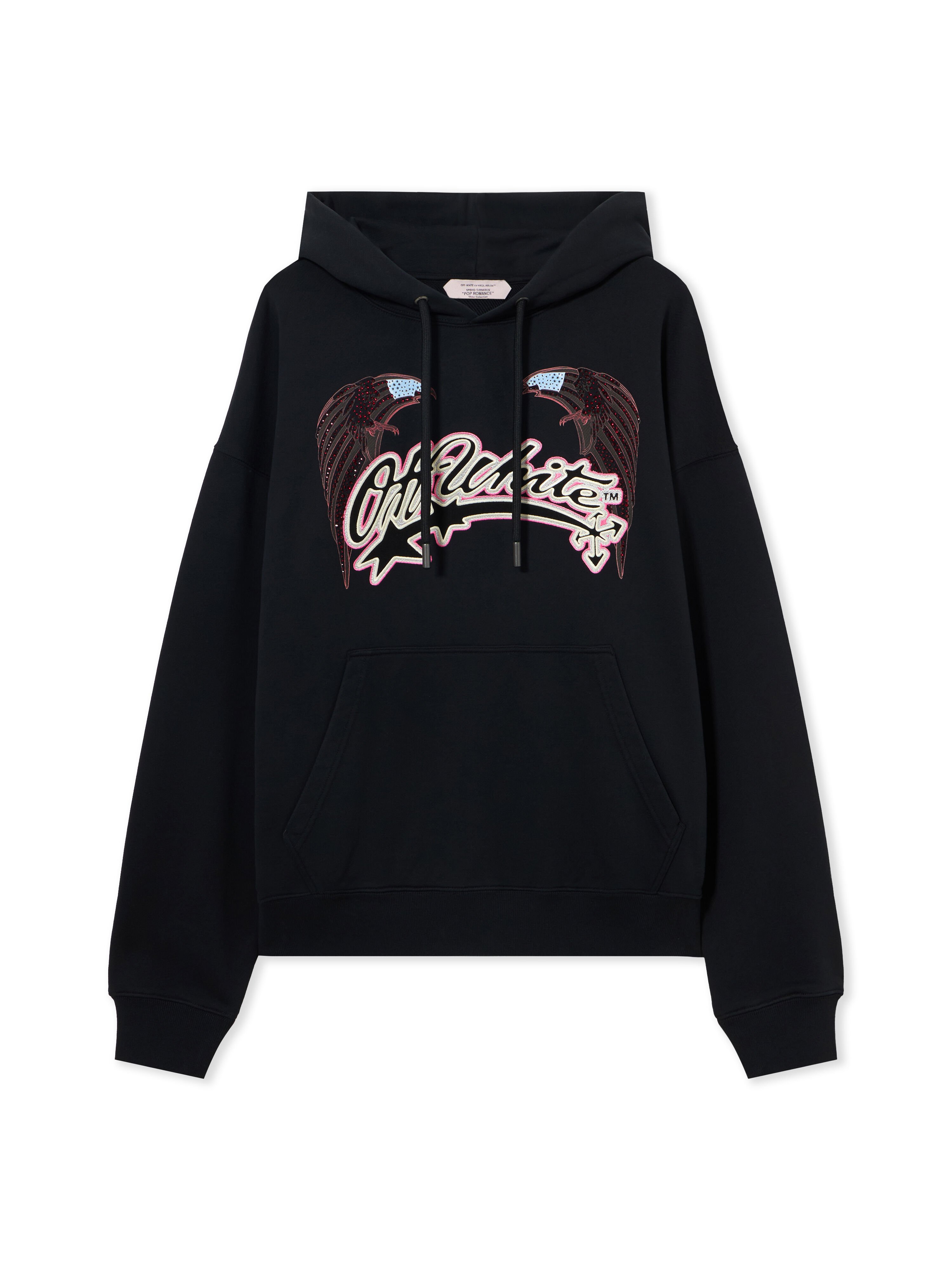 OFF WHITE Swarovski Double Eagle Skate Hoodie BLACK 44MBB085Z26F002